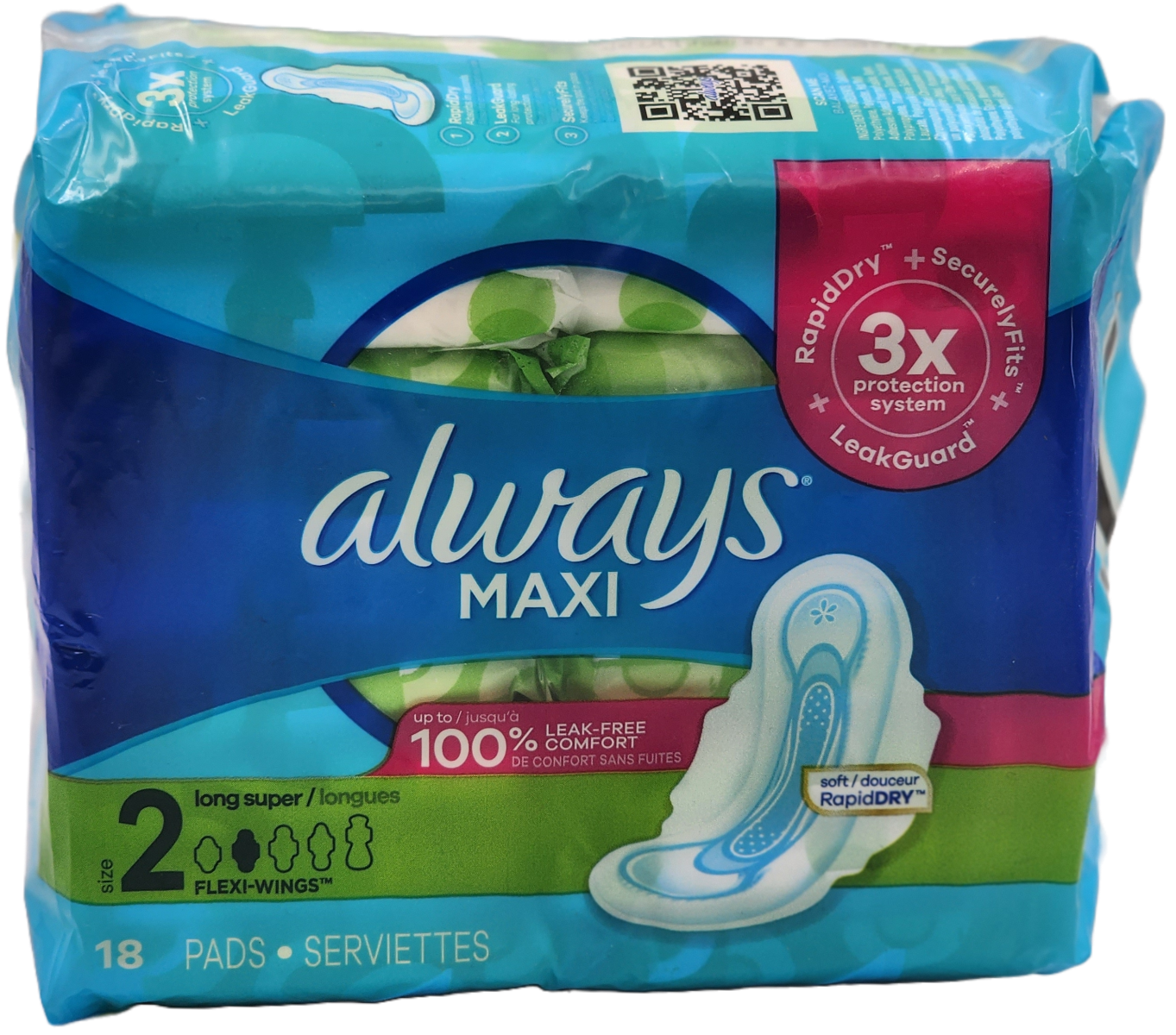 Always Maxi - Long Pads Size 2 - Rapid Dry - 18 Ct