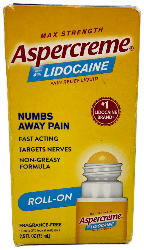 Aspercreme Roll-On - Lidocaine Pain Relief Liquid - 2.5 FL OZ