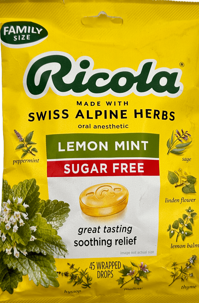 Ricola Sugar Free Lemon Mint Throat Drops - 45 Count Natural Relief
