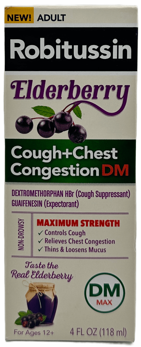 Robitussin Elderberry Syrup: 3-in-1 Cough Relief Formula