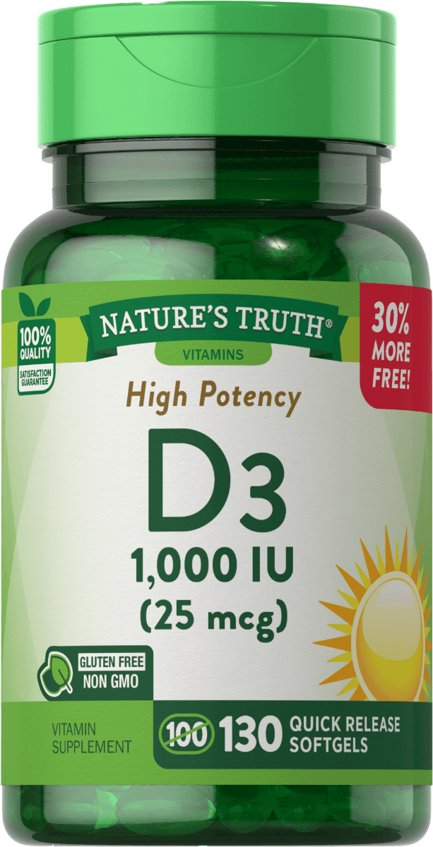 Nature's Truth D3 1000 IU (25 mcg) - 130 Quick Release Softgels